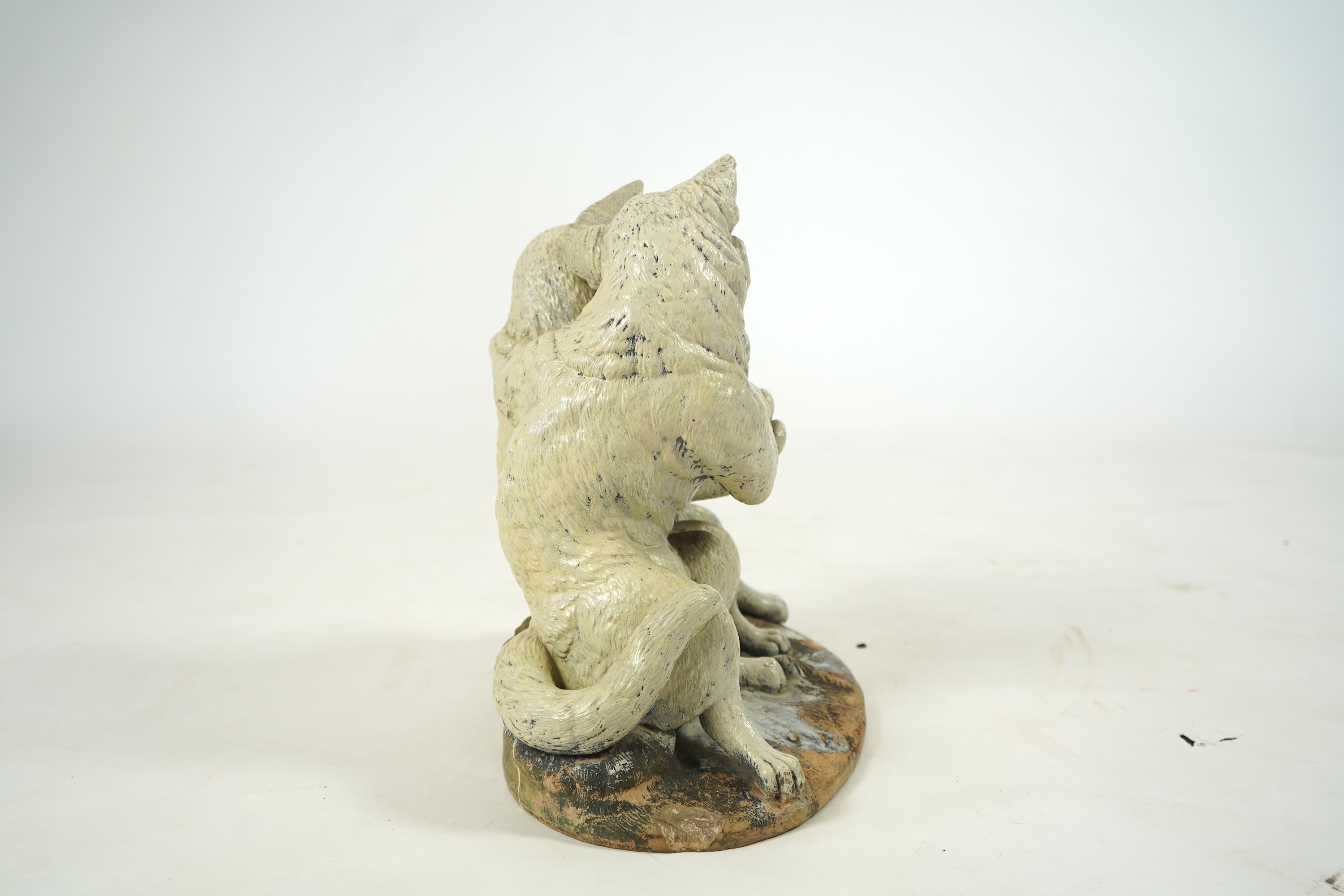 A late 19th century Austrian cold painted terracotta cat group